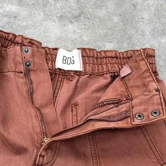 Urban Outfitters BDG Brown High Rise Baggy Cargo Trousers Cargo Pants Size 28 - Picture 3 of 10